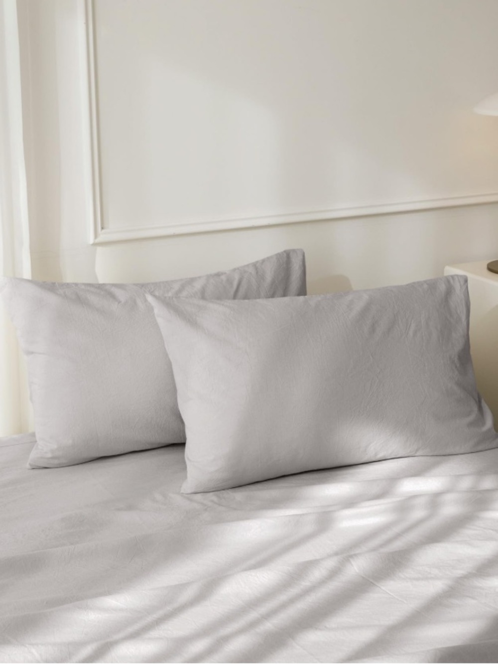 Pastel Gray Pillowcases with Envelope Closure 100% Washed Cotton QUEEN 20x30”